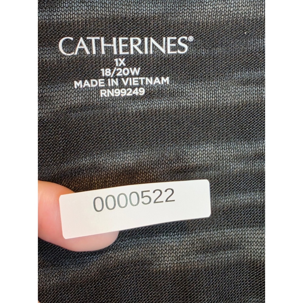 Catherines Womens 1X 18/20W Black Space Dye Open Front Short Sleeve Cardigan - Picture 8 of 10